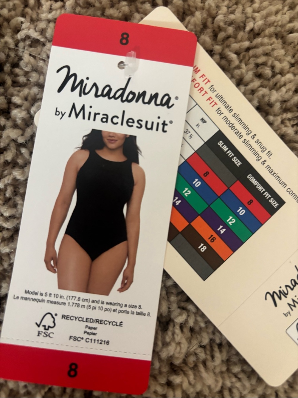 Miradonna by Miraclesuit Black Shapewear Bodysuit Tag - Size 8